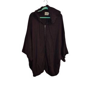 UGG Women's Brown Hooded Zip-Front Sweater Poncho